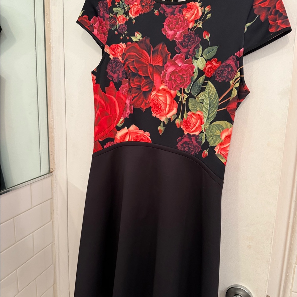 Ted Baker London Black Dress with Red Floral Design